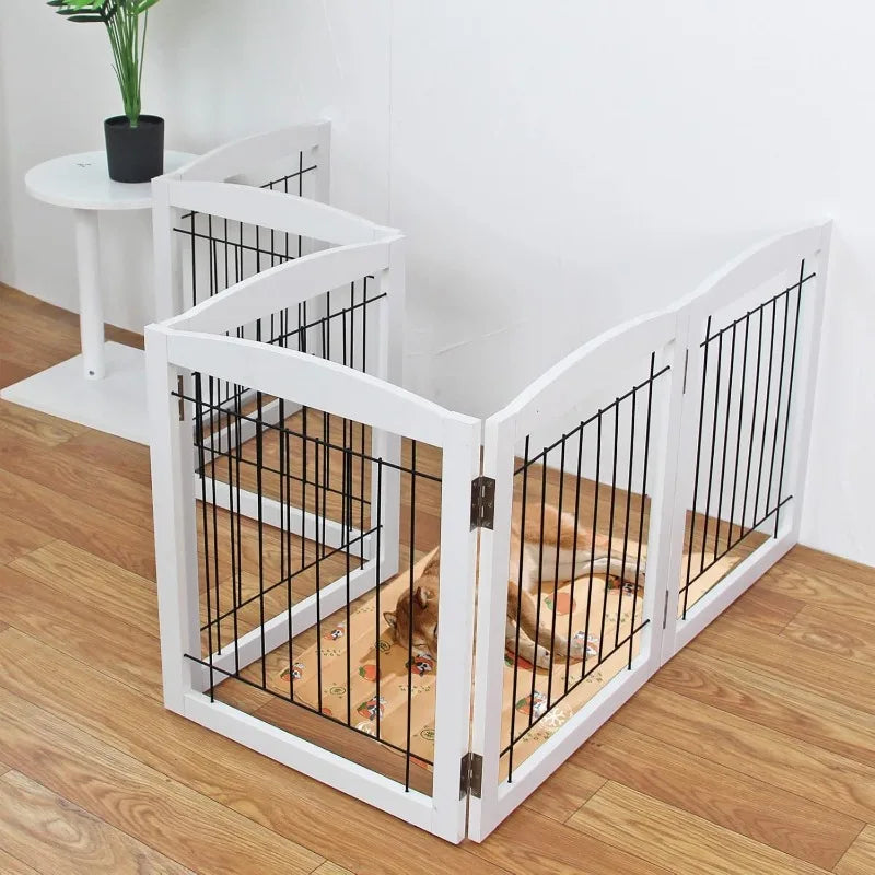 Extra Wide Freestanding Wooden Dog Gate for Indoor Use