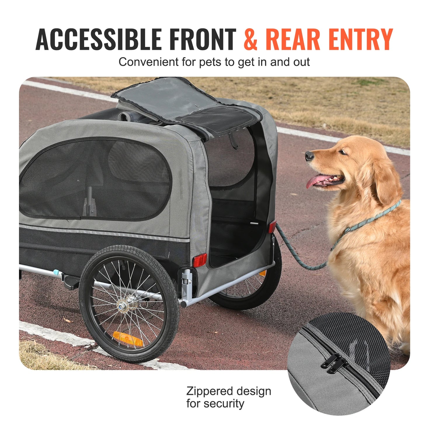 SucceBuy 88 Lbs Dog Bike Trailer Carrier For Medium Dogs