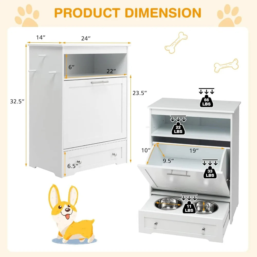 Pet Feeder Station With Double Pull-Out Dog Bowls