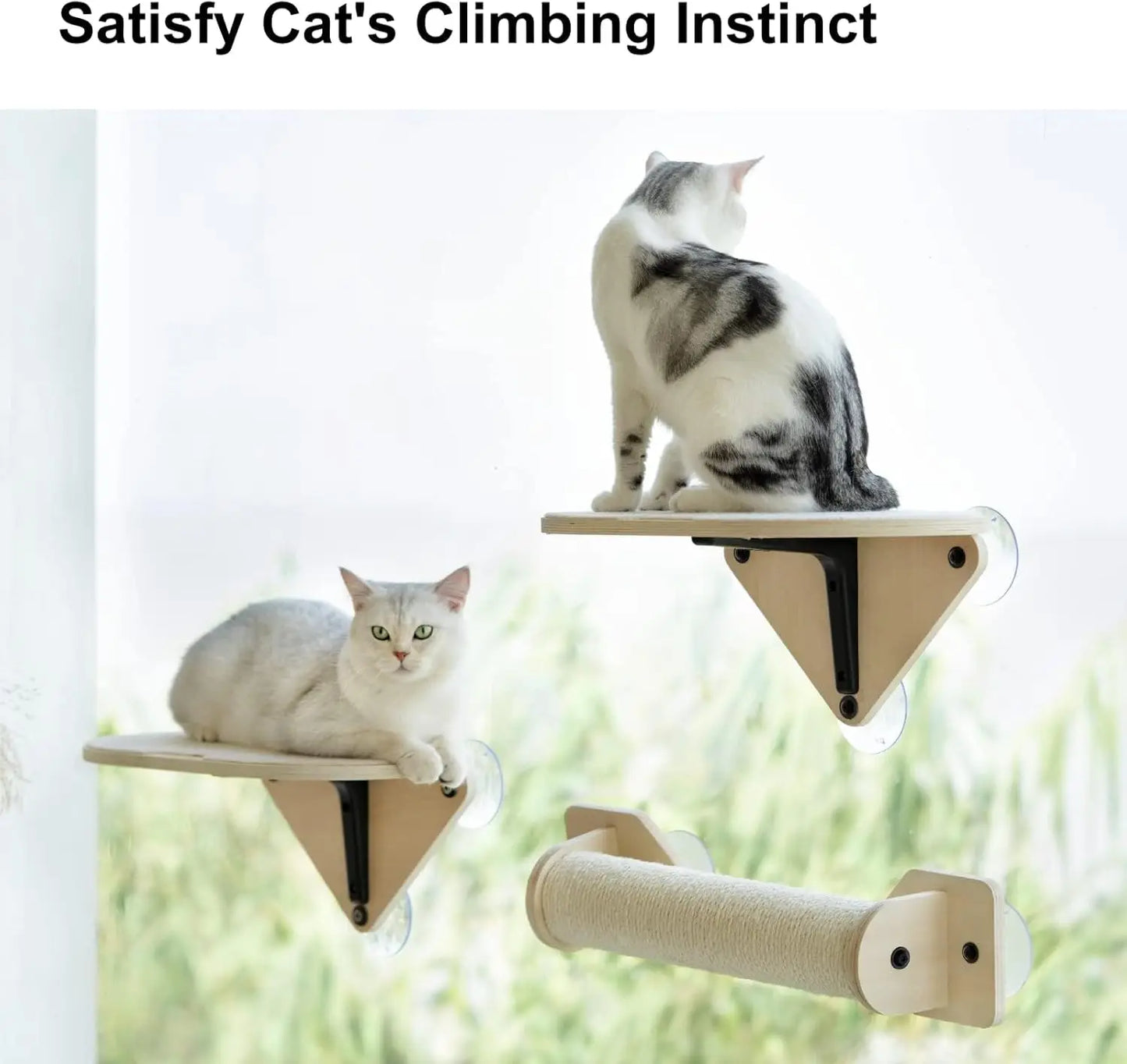MEWOOFUNCN Cat Window Perch Hammock With Climbing Steps And Scratching Post
