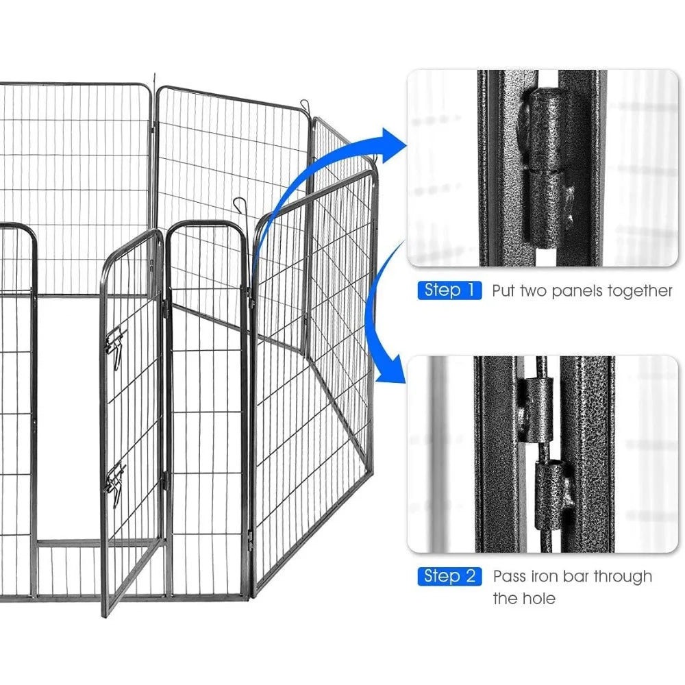 16 Panel Metal Dog Playpen 48 Inch Foldable Fence Enclosure