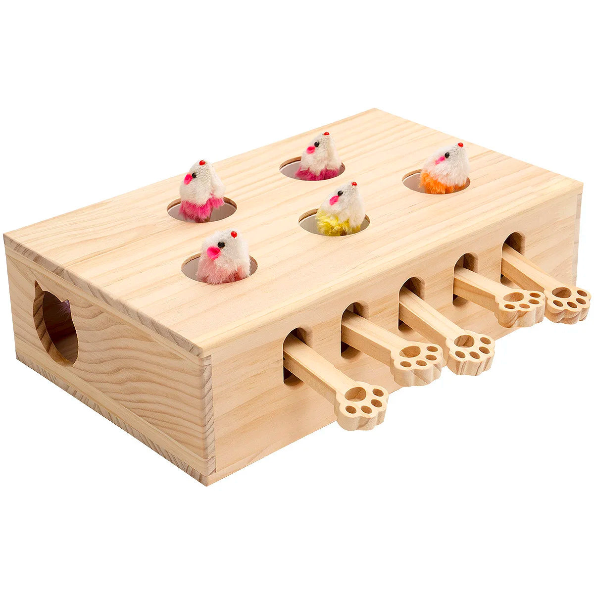 Mewoofun Interactive Cat Toy Whack A Mole Wood Game