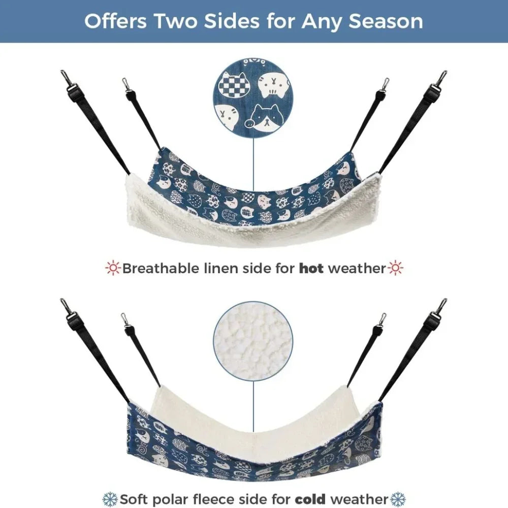 Two Pack Reversible Cat Hammock Bed Breathable Pet Cage