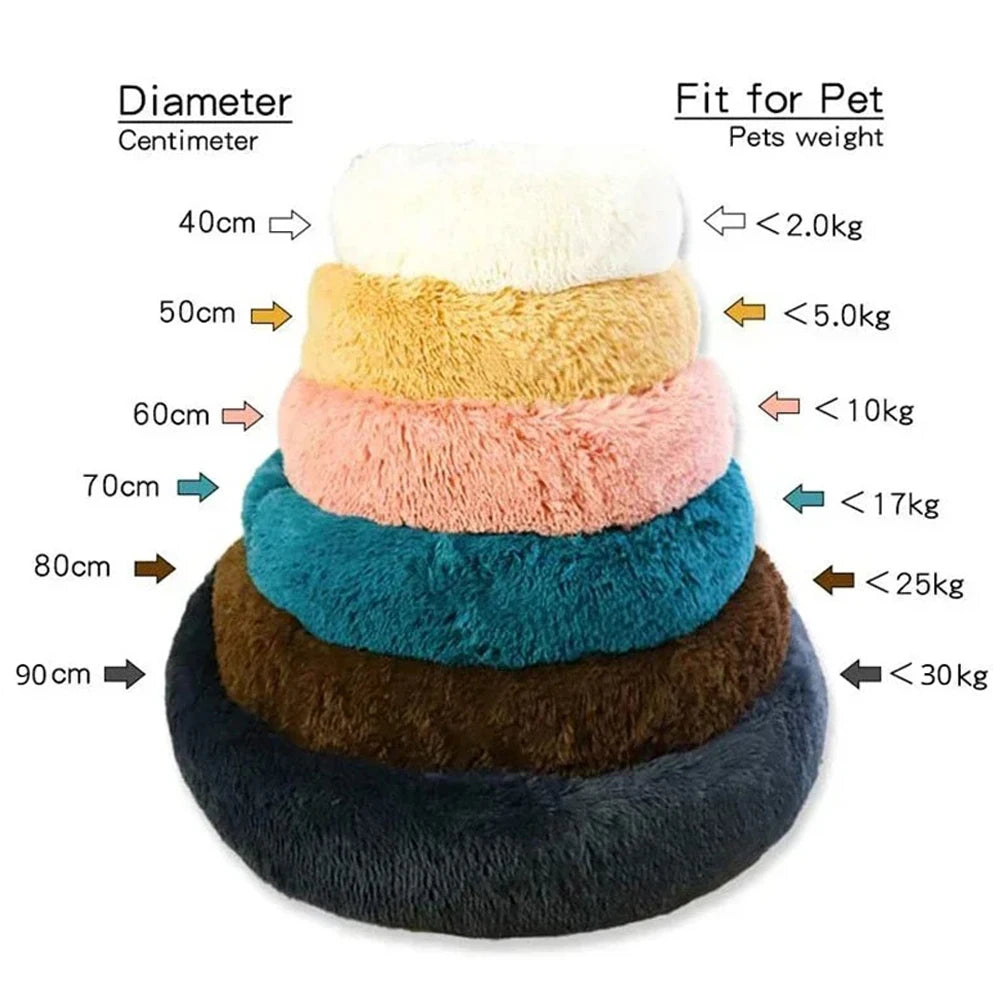 NONECN Round Plush Pet Bed Fleece Dog Cat Cozy Bed