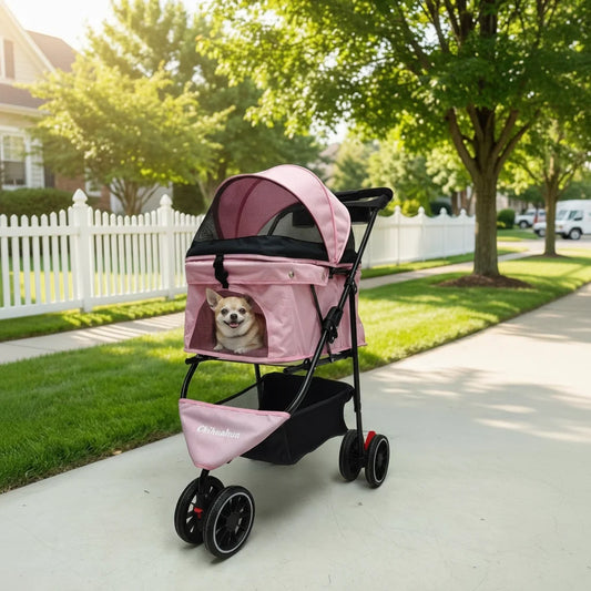 Chihuahua Pet Stroller For Dogs And Cats Foldable Carrier