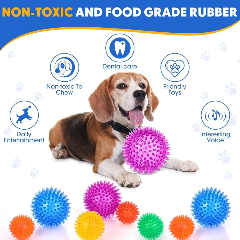 Squeaky Spikey Dog Balls for Aggressive Chewers 50 Pack