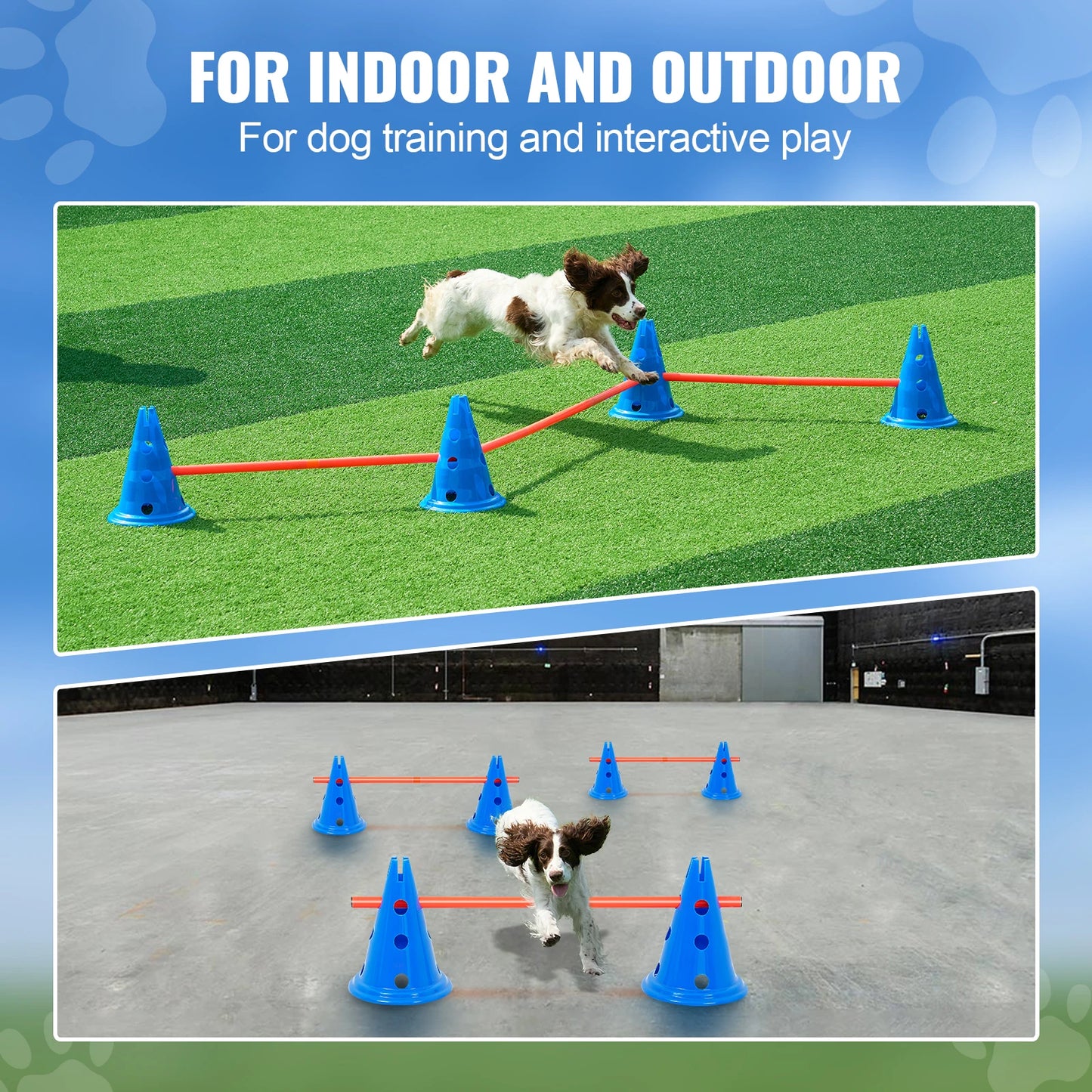 SucceBuy Dog Agility Hurdle Cone Set Crossbar Adjustable