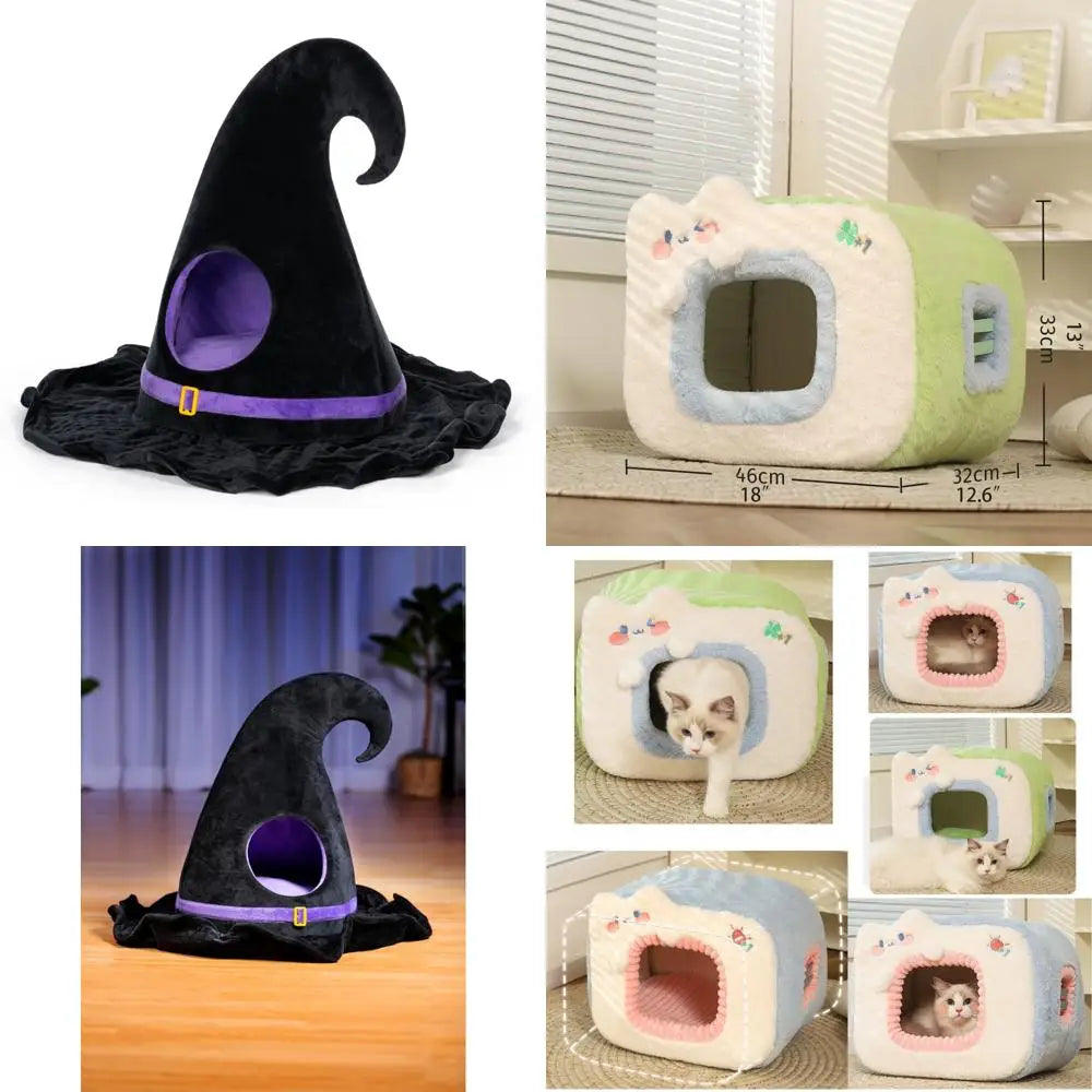 haunted witch hat hideaway halloween pet bed
