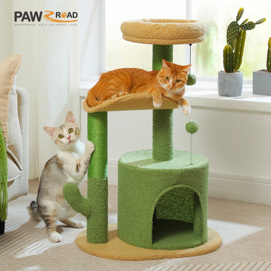 Cactus Cat Tree With Cozy Curved Perch And Scratching Post