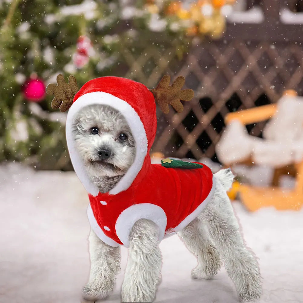 Alloet Christmas Elk Dog Hoodie Costume For Winter Warmth
