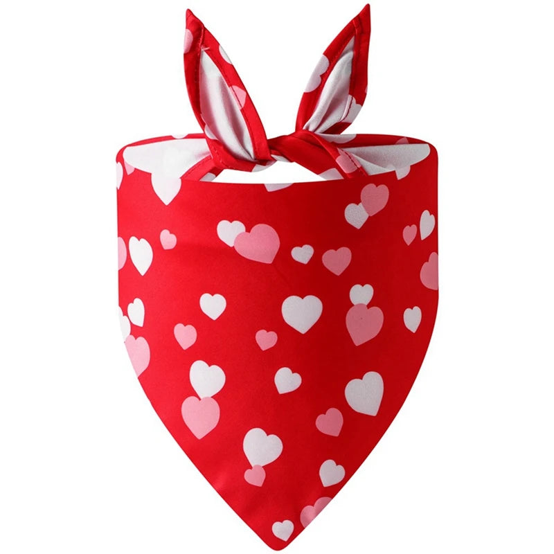 NONECN Valentine Heart Pattern Dog Bandana Washable Nylon Kerchief