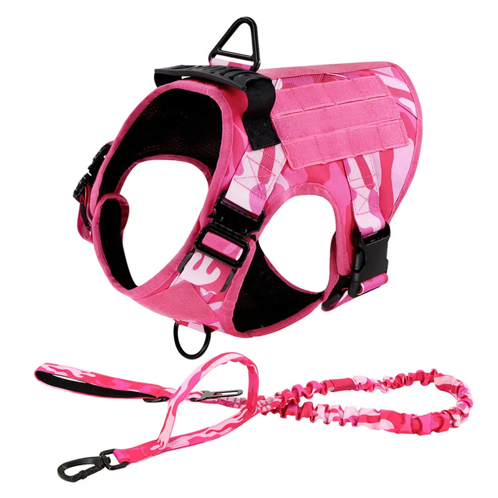 Military Pink Camouflage Harness for Medium to Large Dogs