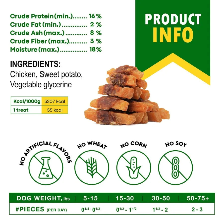 Dog Sweet Potato Chicken Chew Treats Grain Free Snacks