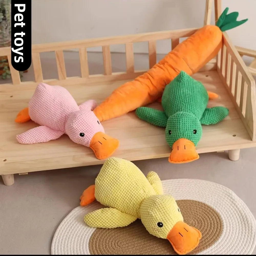 Duck Squeaky Plush Dog Toy Calming Sleep Aid For Puppies
