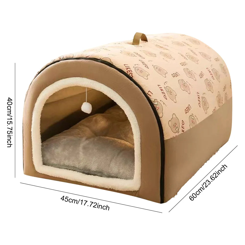 APWIKOGERCN Cat Cave Bed 2 In 1 With Washable Pillow