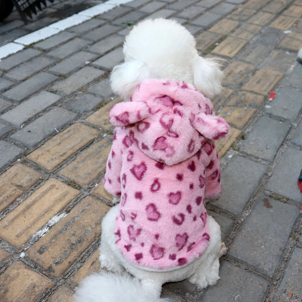 Guangdong Fleece Leopard Print Dog Hoodie Winter Coat