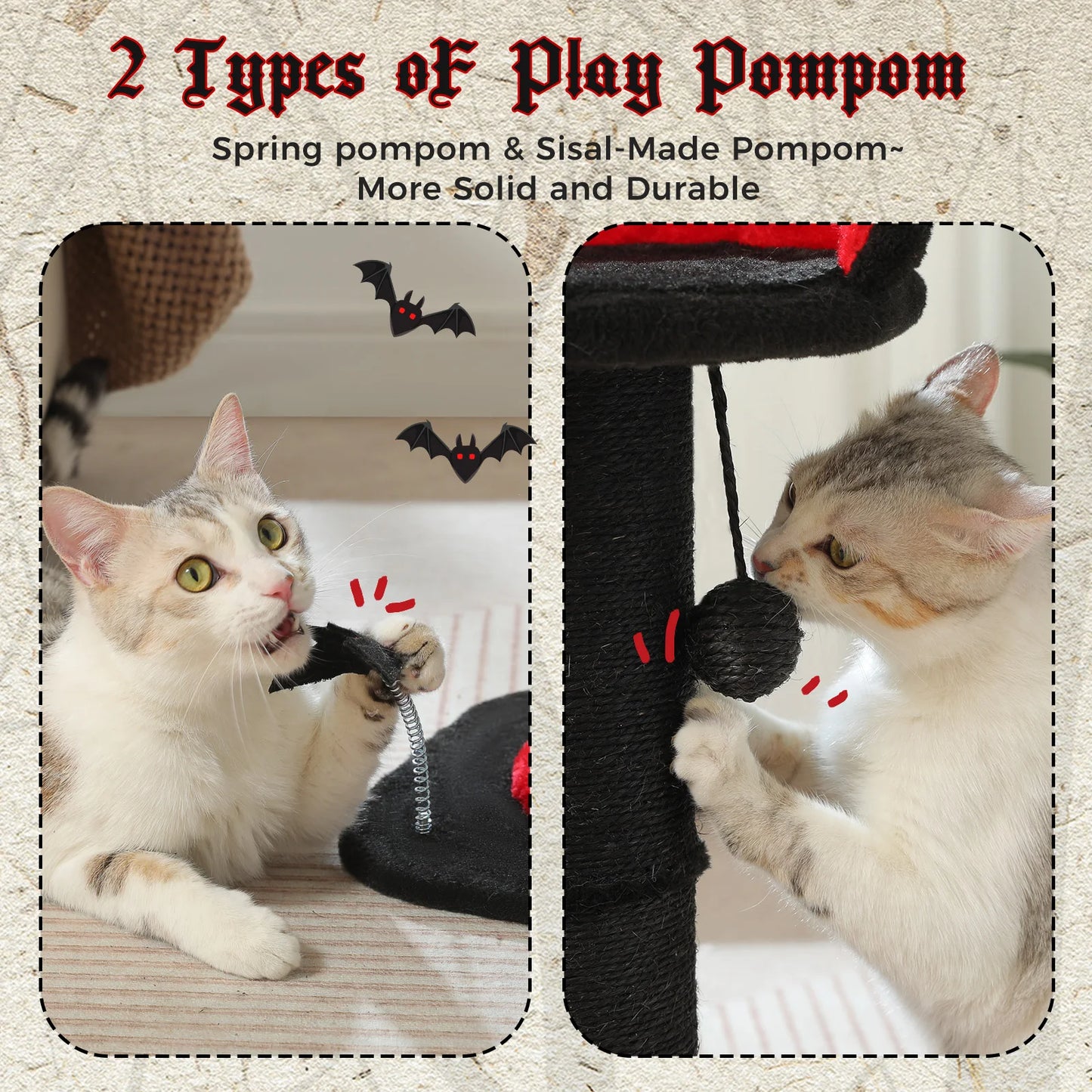 PEQULTICN Stable Gothic Cat Scratching Post With Spiderweb