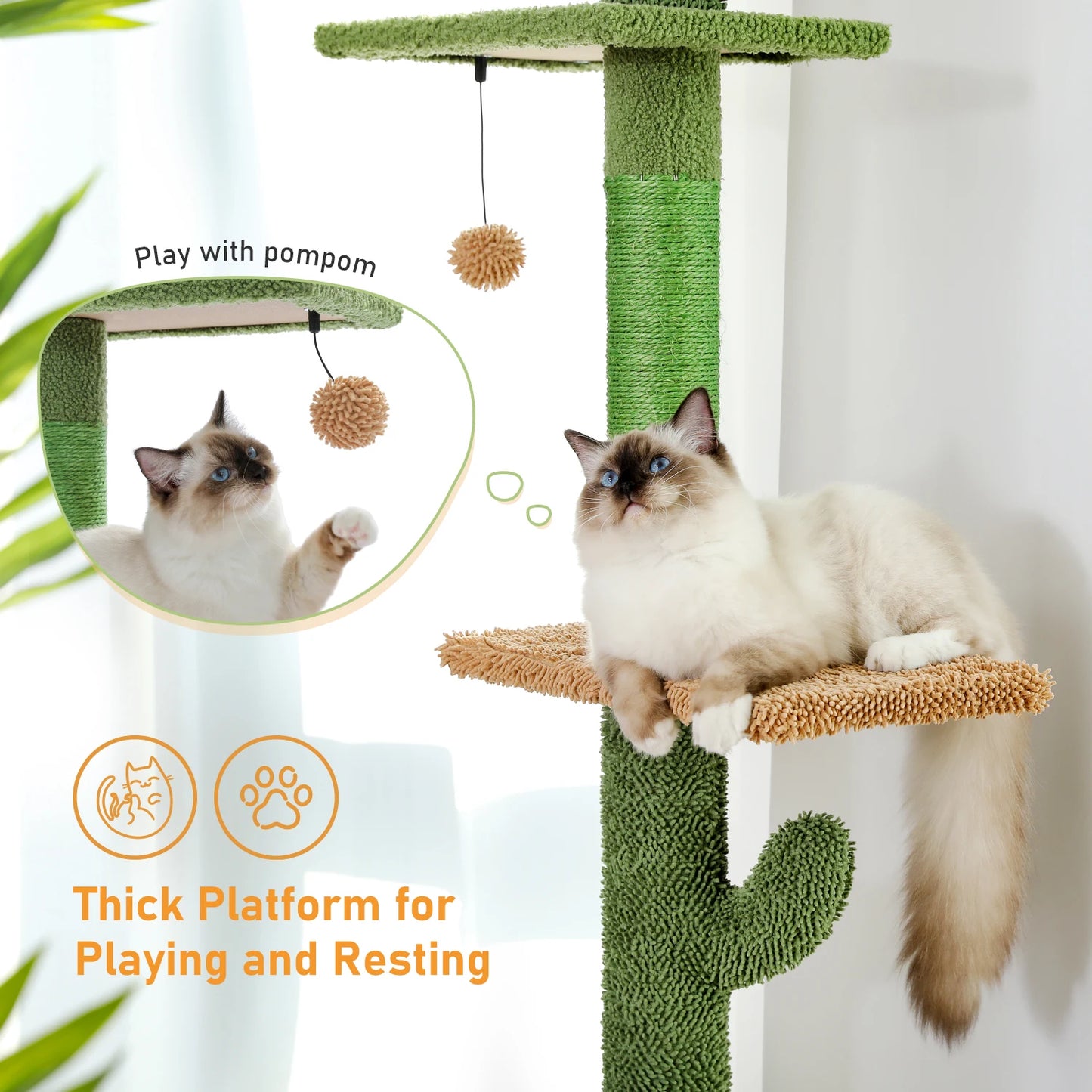 Cactus Cat Tree Five Tier Climbing Tower Scratching Post