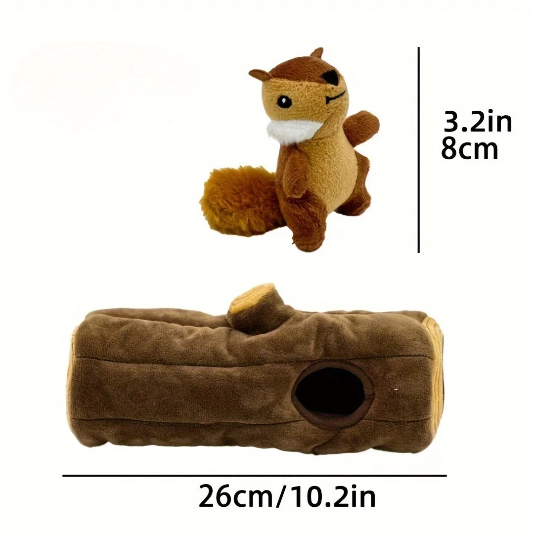 Interactive Plush Squirrel Dog Toy Hide and Seek Puzzle