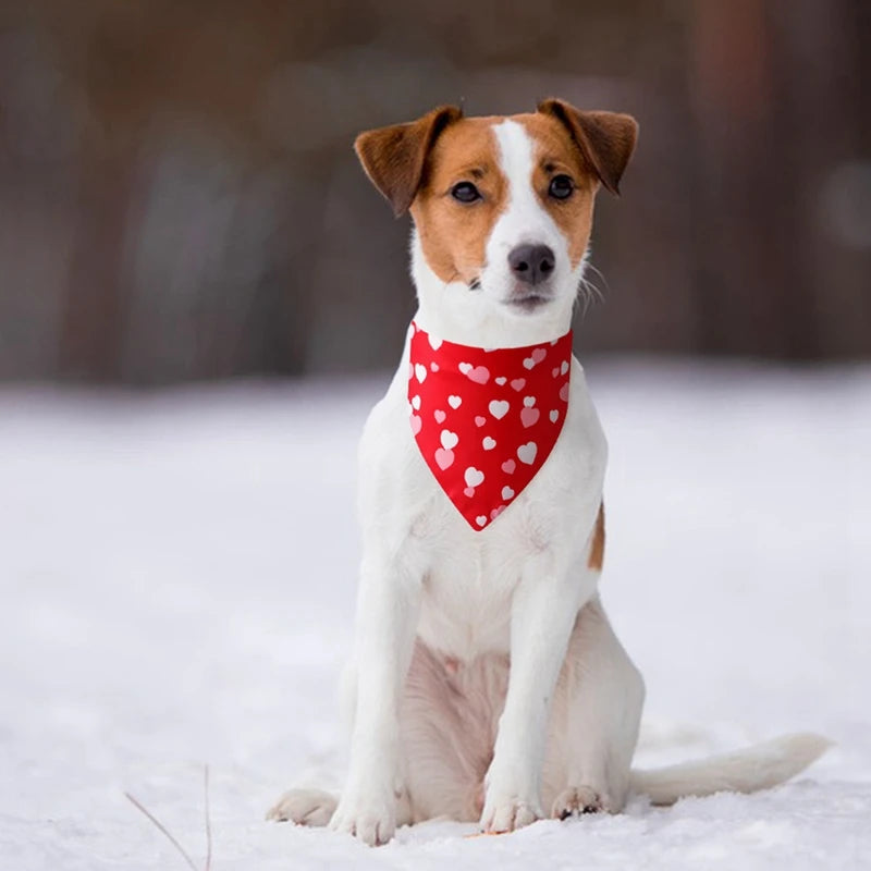 NONECN Valentine Heart Pattern Dog Bandana Washable Nylon Kerchief
