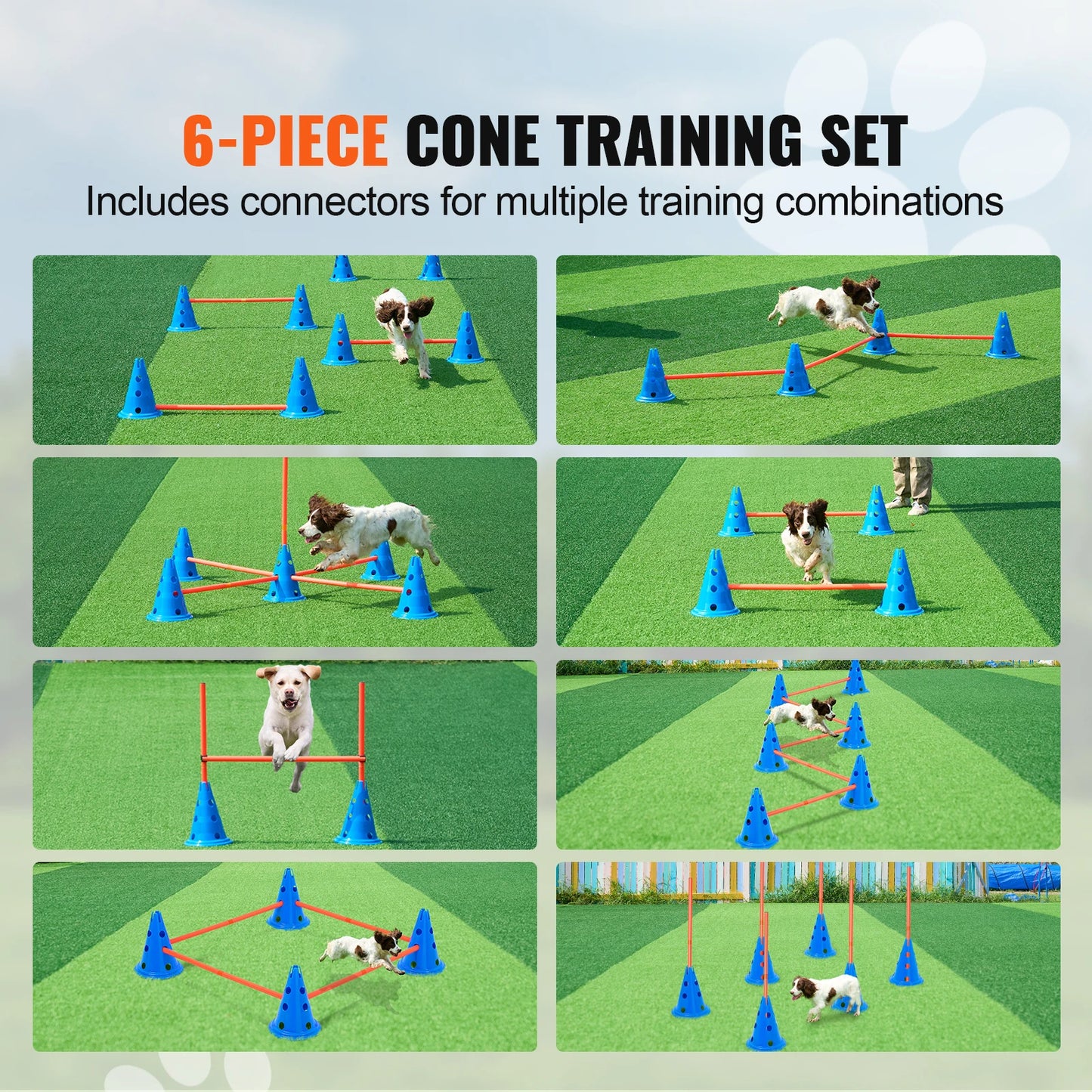 SucceBuy Dog Agility Hurdle Cone Set Crossbar Adjustable