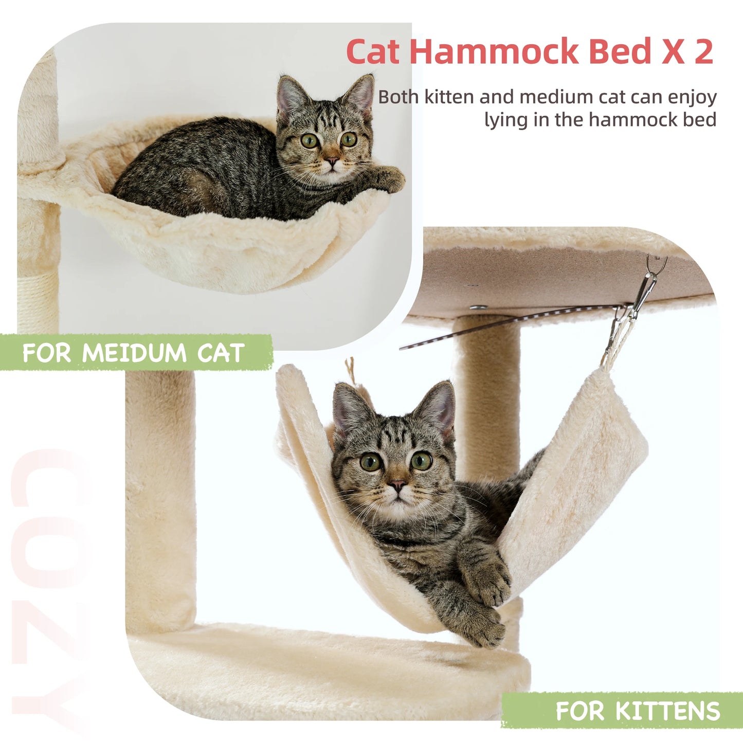 Adjustable Floor To Ceiling Cat Tree With Cozy Condo