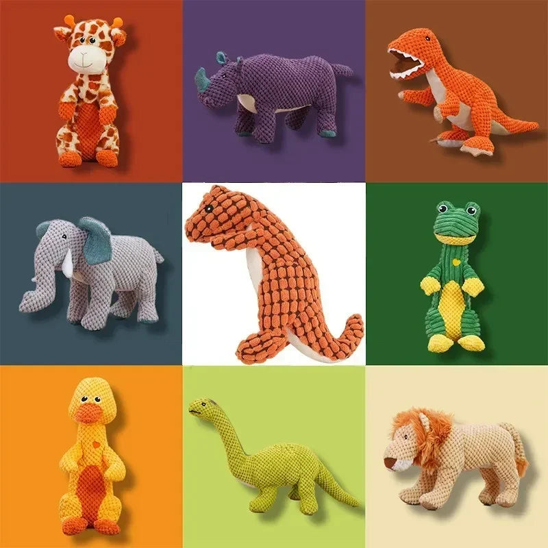 Hign-concerned Squeaky Plush Dog Toys Lion Dinosaur