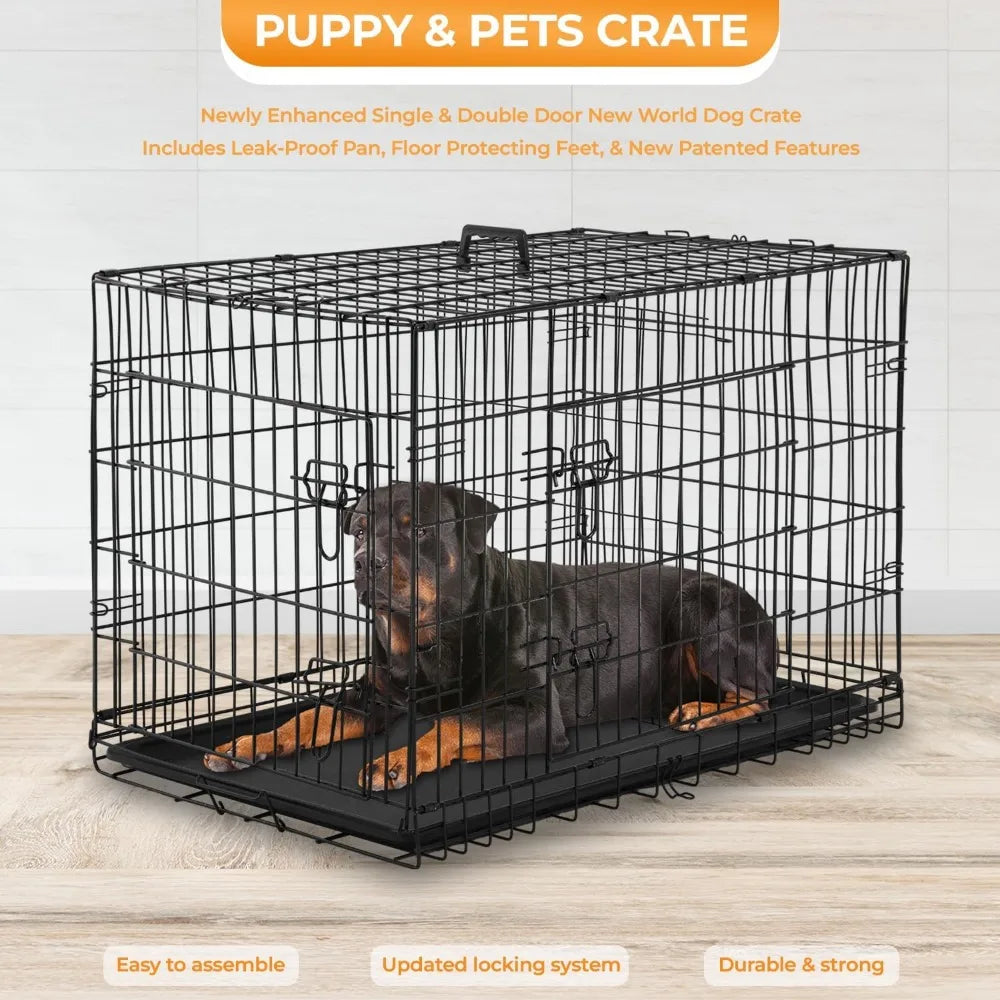 Large Dog Crate Kennel Double-Door Folding Playpen