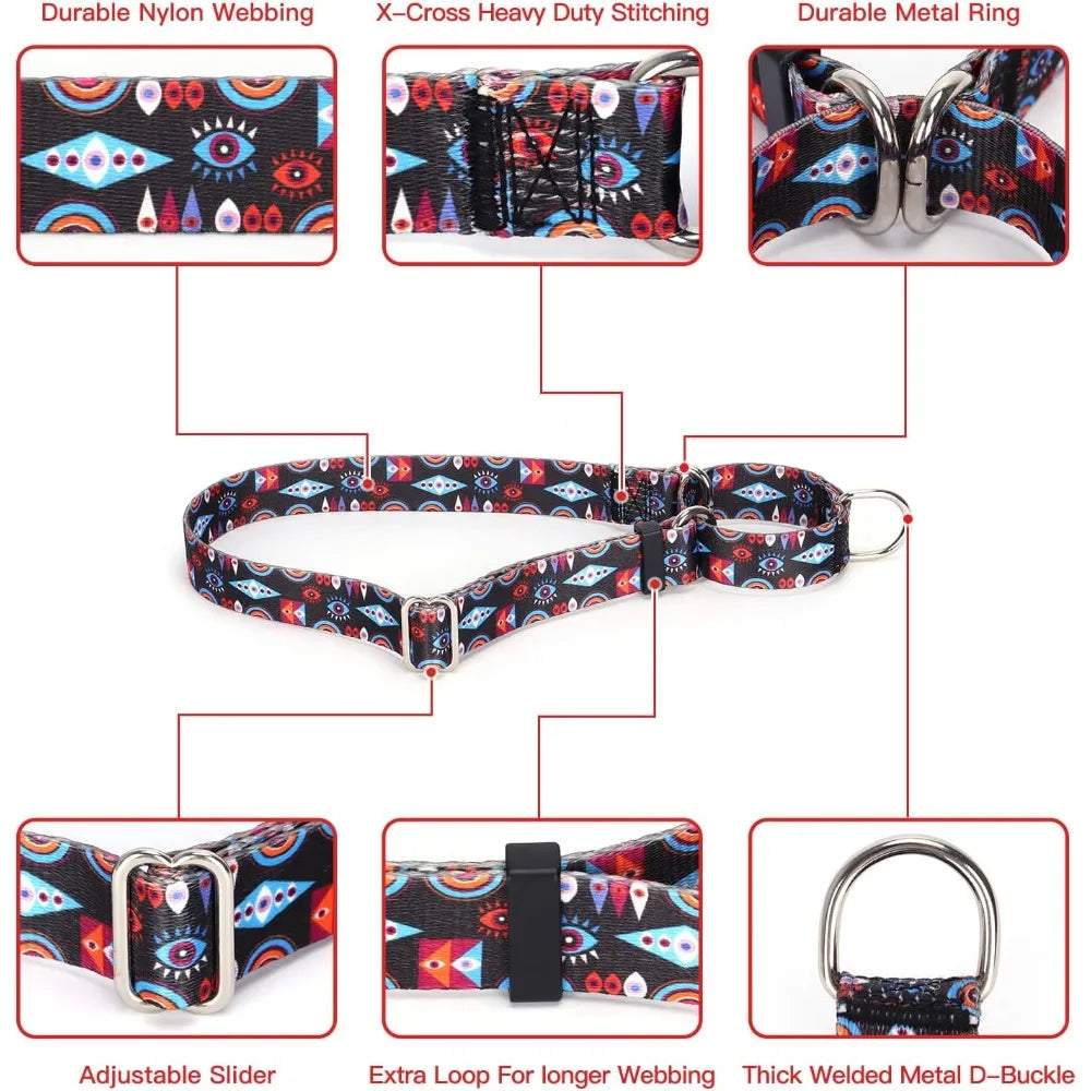 Christmas Martingale Dog Collar Red No Slip Nylon Training