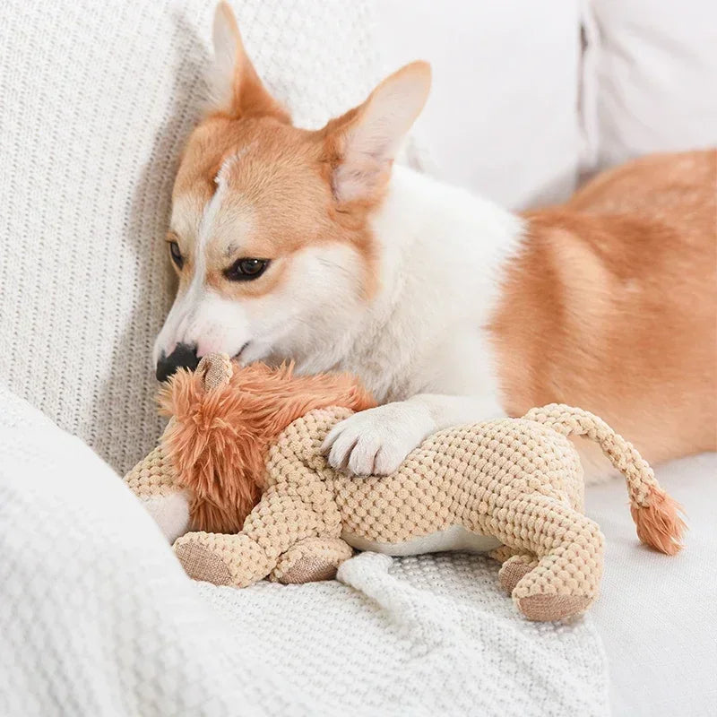 Hign-concerned Squeaky Plush Dog Toys Lion Dinosaur