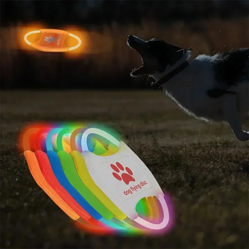 Hign-concerned LED Glowing Dog Flying Discs 3 Modes Training Toy