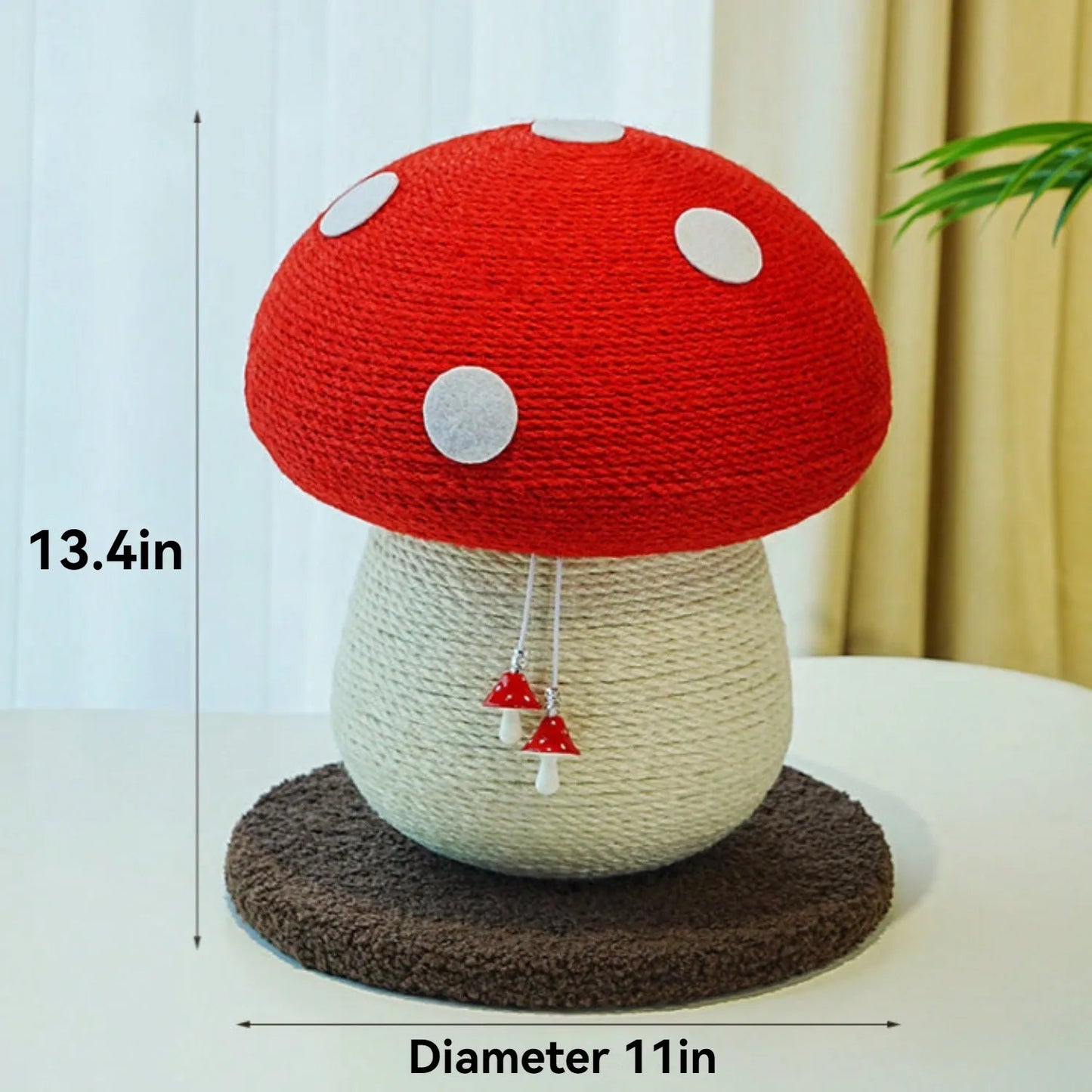 Mushroom Cat Scratcher Post With Natural Sisal Rope