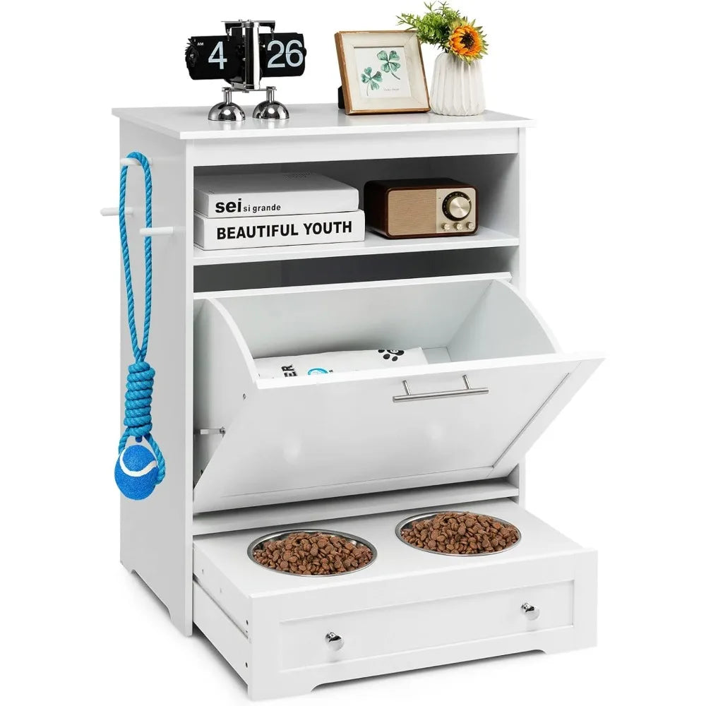 Pet Feeder Station With Double Pull-Out Dog Bowls