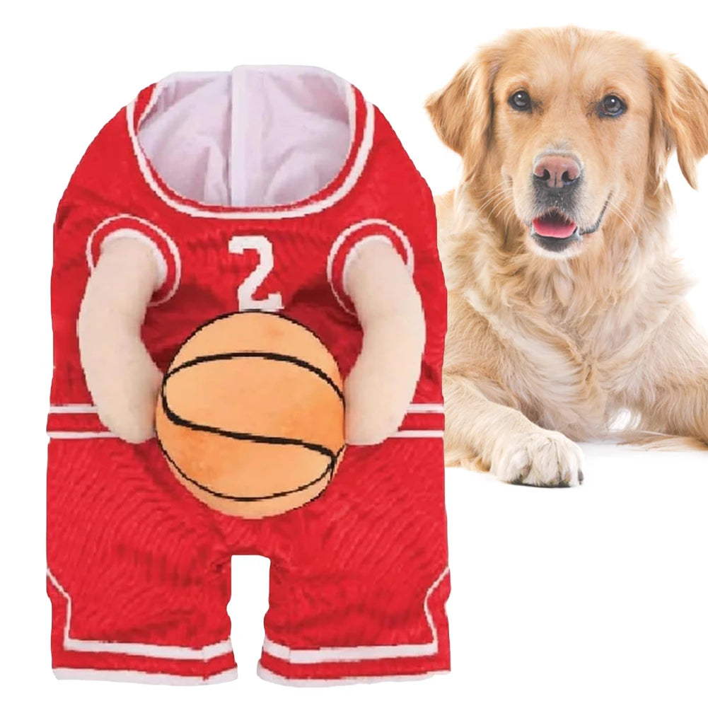 Dog Basketball Player Costume Funny Dress Up Sports Outfit with Ball Dog Basketball Costume for Halloween Christmas