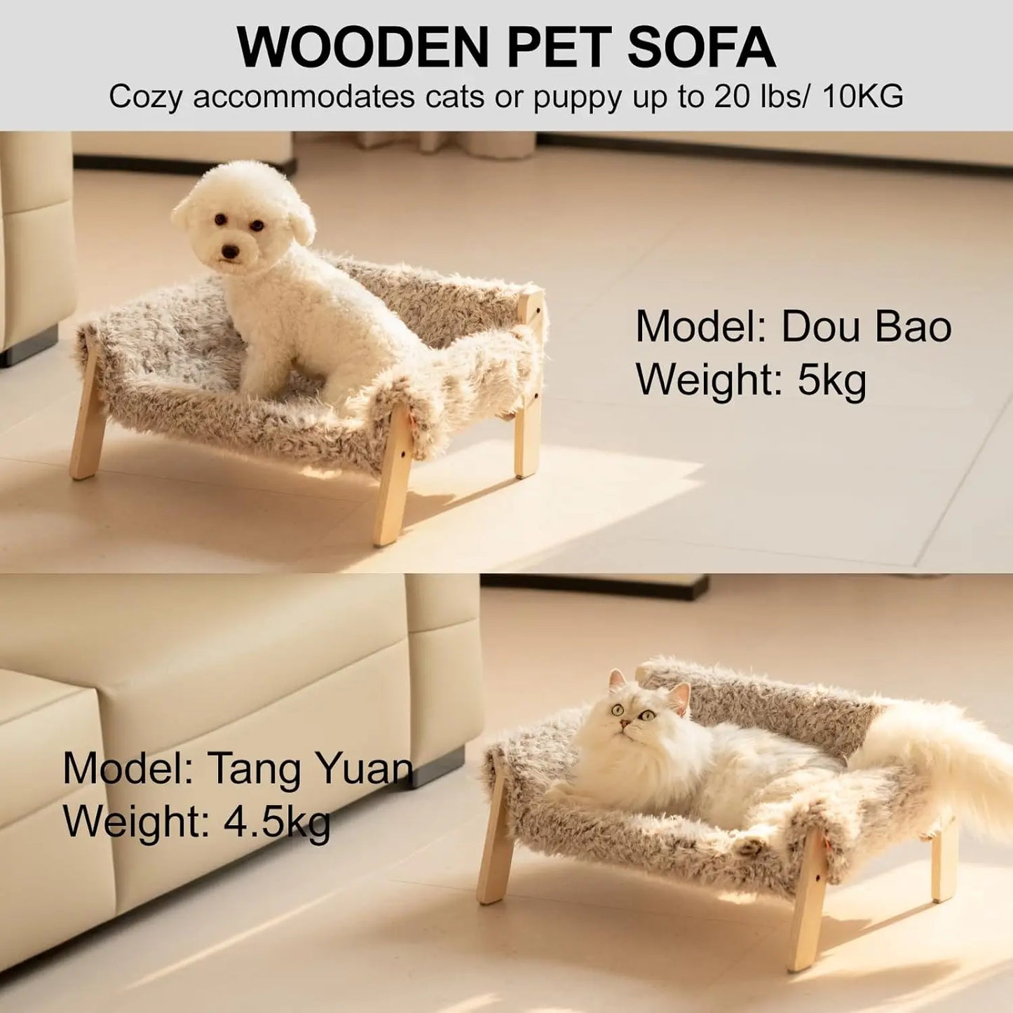 Mewoofun Large Soft Cat Bed with Removable Cover 56x45cm