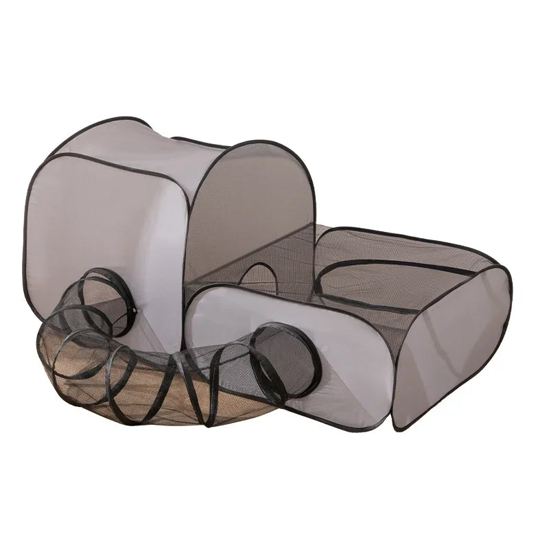 Foldable Pet Nest With Play Tunnel In Hard Oxford Cloth