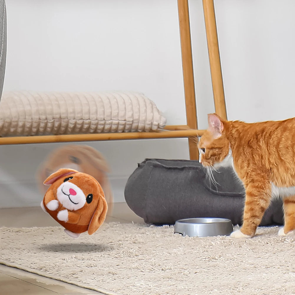 USB Rechargeable Electronic Pet Dog Toy Ball Pet Toy Dog Plush Bouncing Jump Ball Interactive Dog Toy for Pet Dogs for Gift