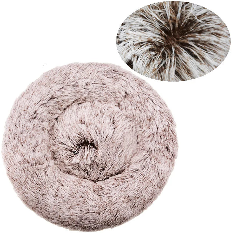 NONECN Round Plush Pet Bed Fleece Dog Cat Cozy Bed