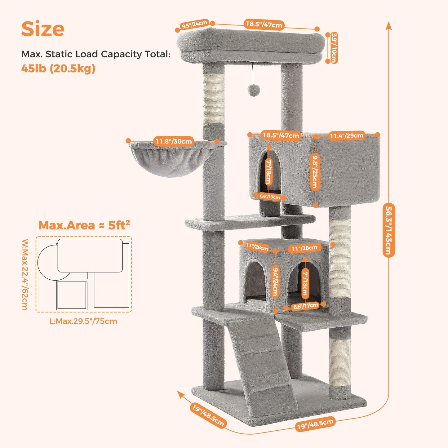 PAWZ Road Cat Tree With Four Levels Sisal Scratching Posts
