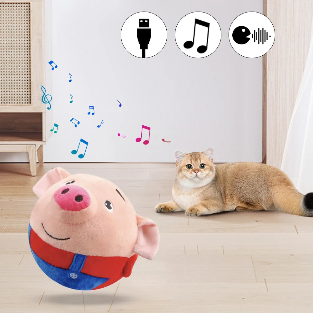 USB Rechargeable Electronic Pet Dog Toy Ball Pet Toy Dog Plush Bouncing Jump Ball Interactive Dog Toy for Pet Dogs for Gift