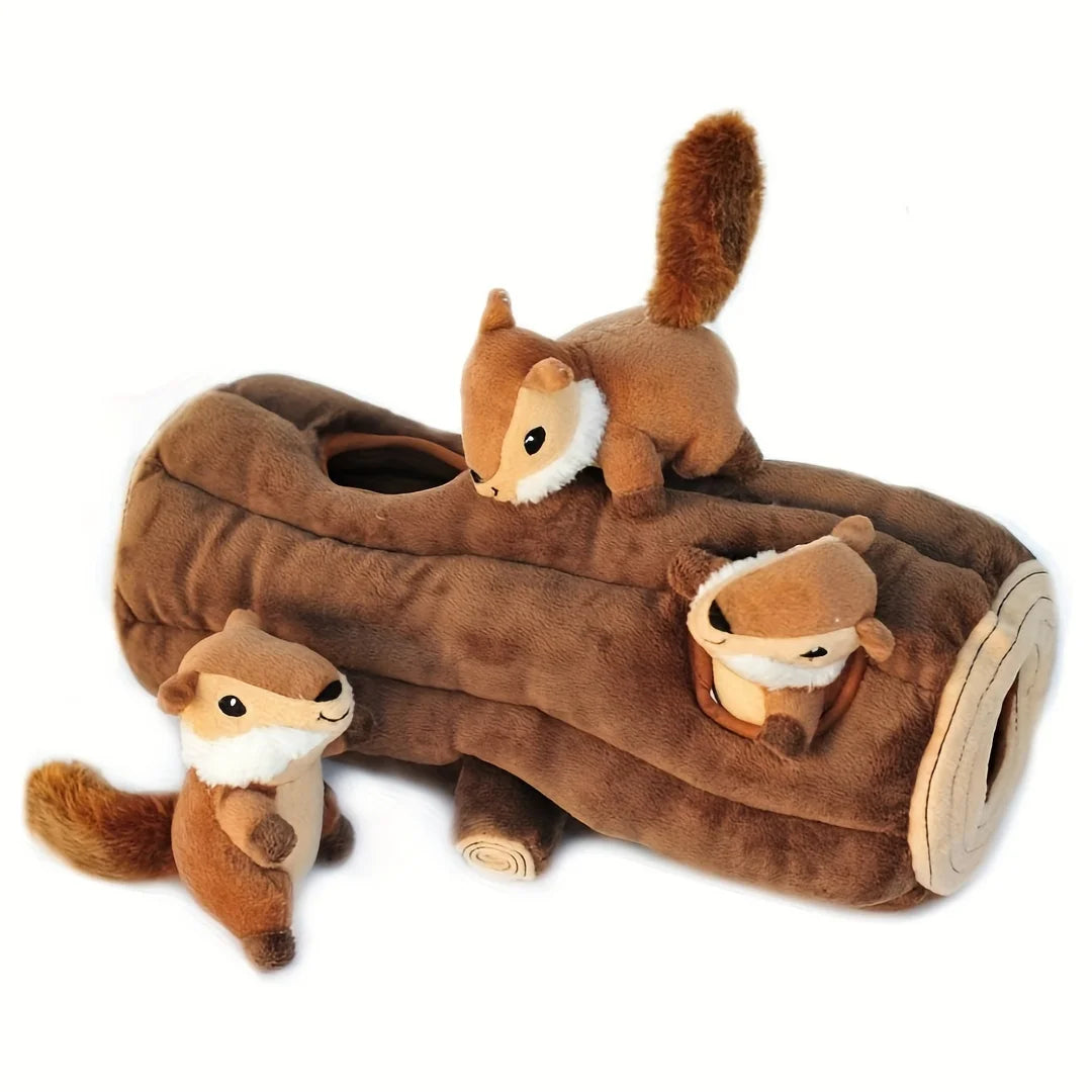 Interactive Plush Squirrel Dog Toy Hide and Seek Puzzle