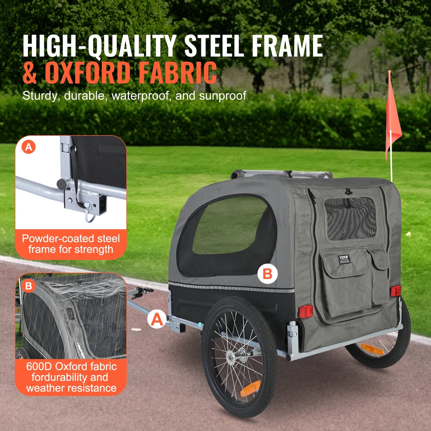 SucceBuy 88 Lbs Dog Bike Trailer Carrier For Medium Dogs