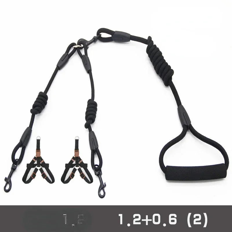 Double Dog Leash Coupler For Small Pets Nylon Black