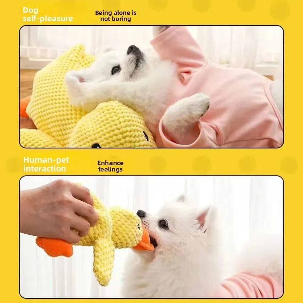 Duck Squeaky Plush Dog Toy Calming Sleep Aid For Puppies