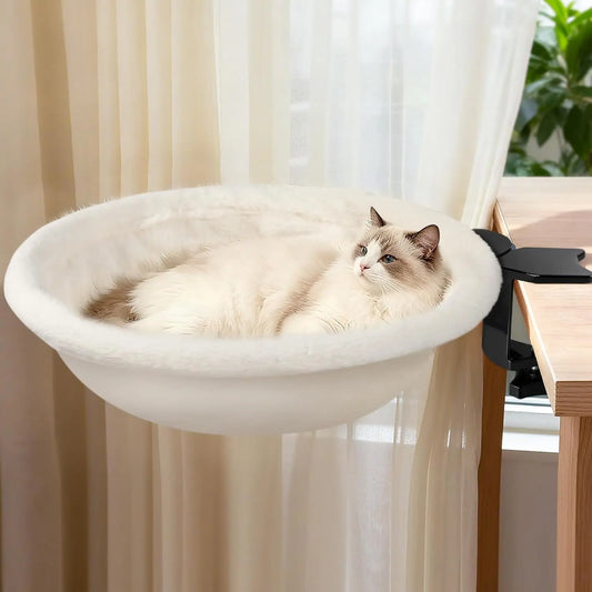IPOW Heavy Duty 180 Degree Rotating Cat Desk Bed With Faux Fur