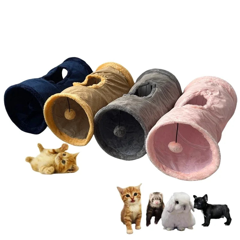 Collapsible Cat Suede Tunnel Multiway Hide Toy for Pets