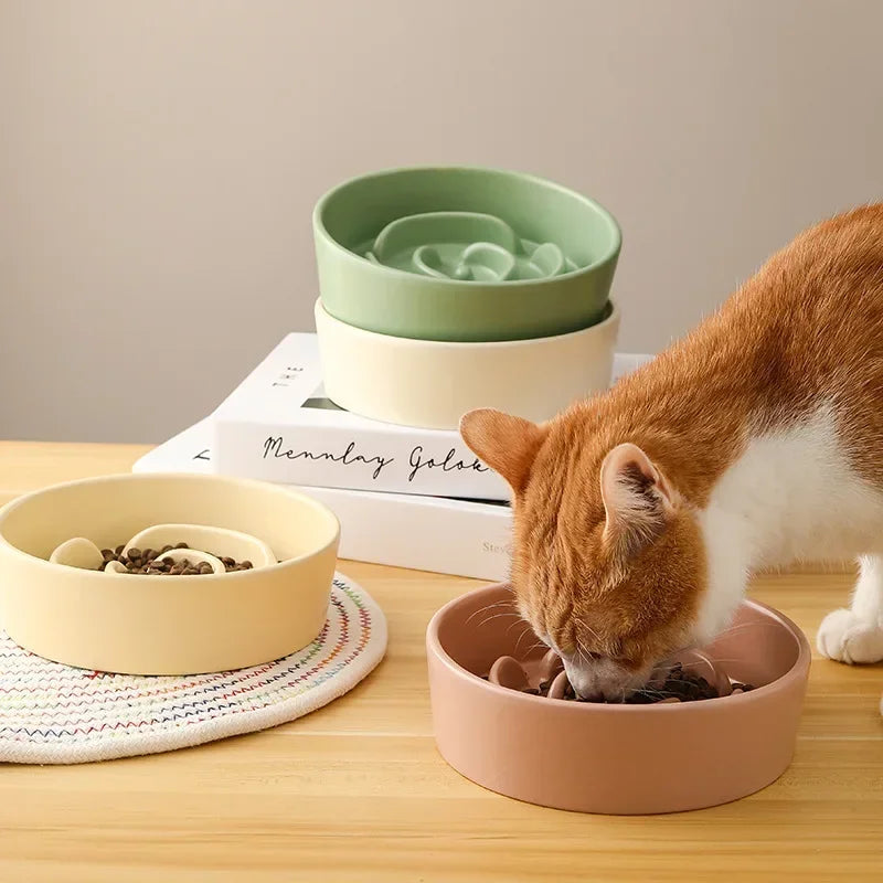 Ceramic Slow Feeder Bowl For Cats And Dogs Universal