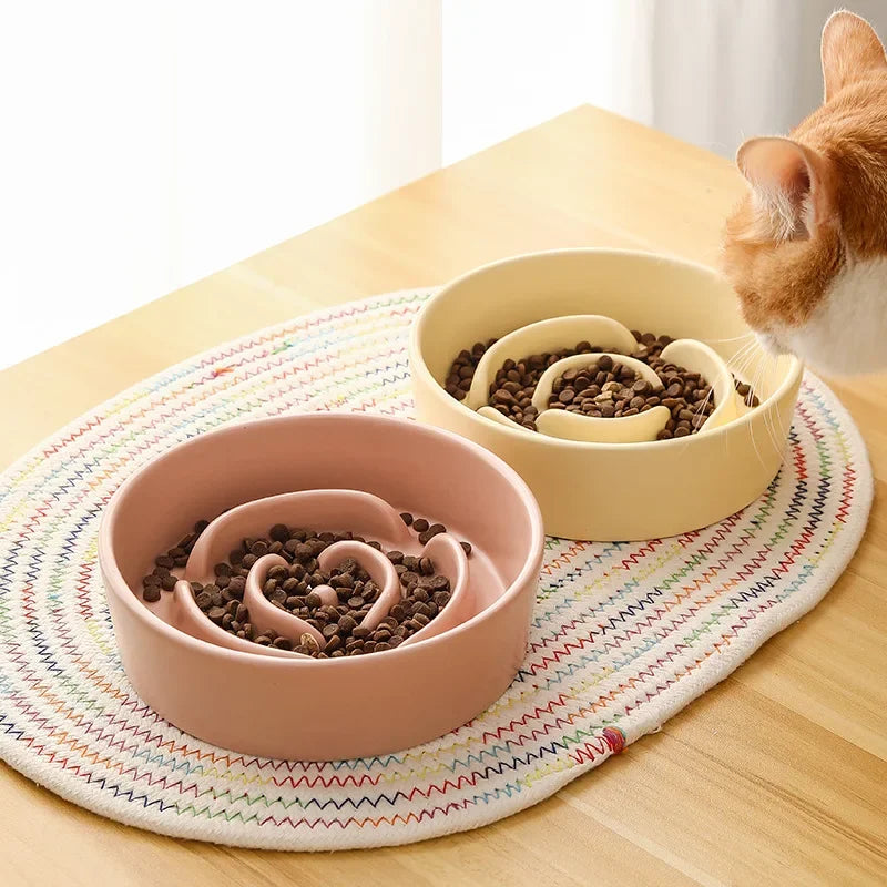 Ceramic Slow Feeder Bowl For Cats And Dogs Universal