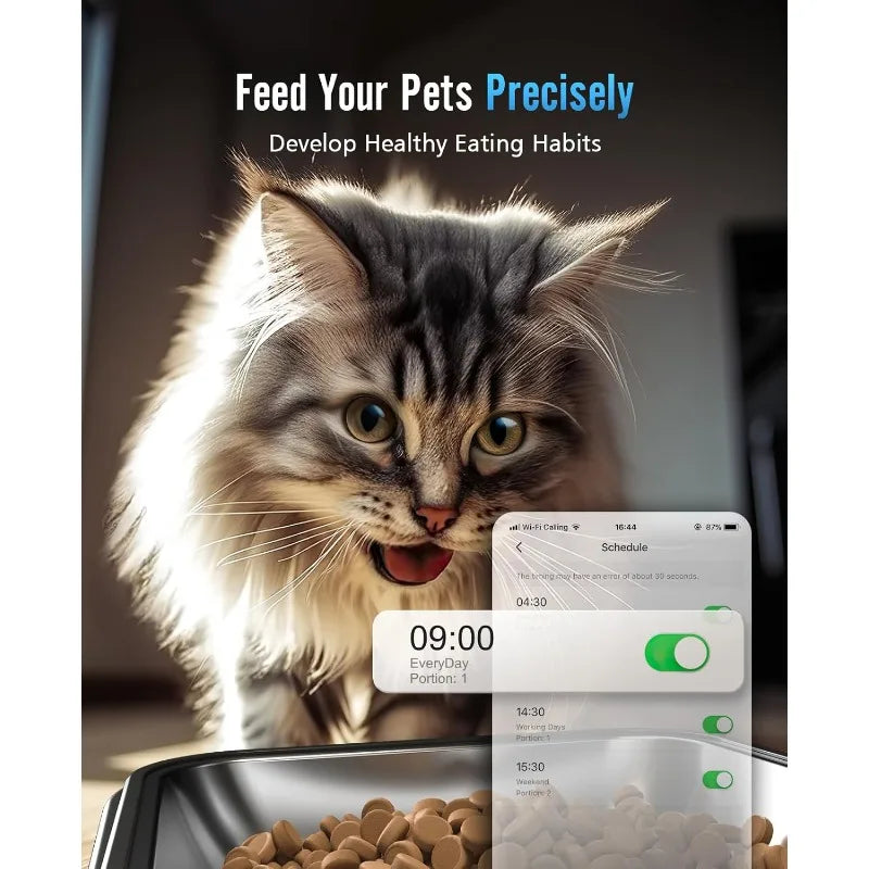 Automatic Cat Feeder with 5G WiFi for Two Small Pets