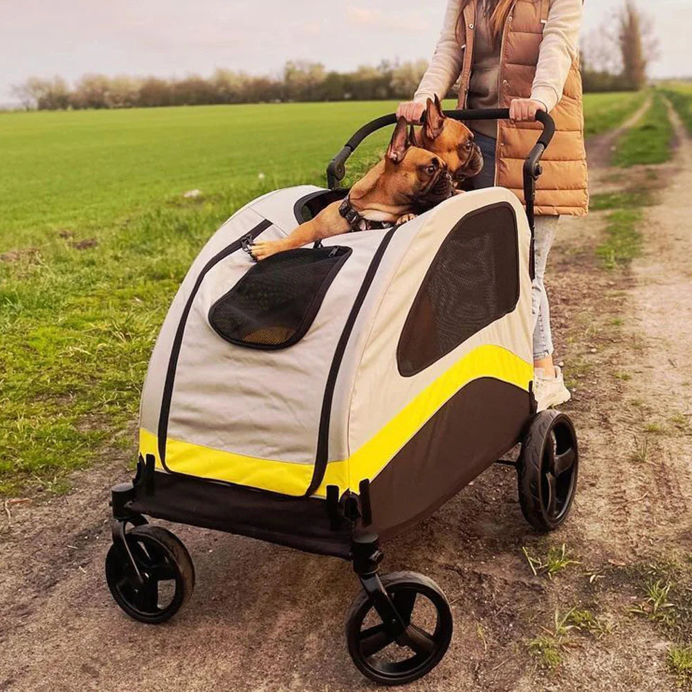 Premium Dog Stroller Pram 4 Wheel Foldable Cart Travel Jogger